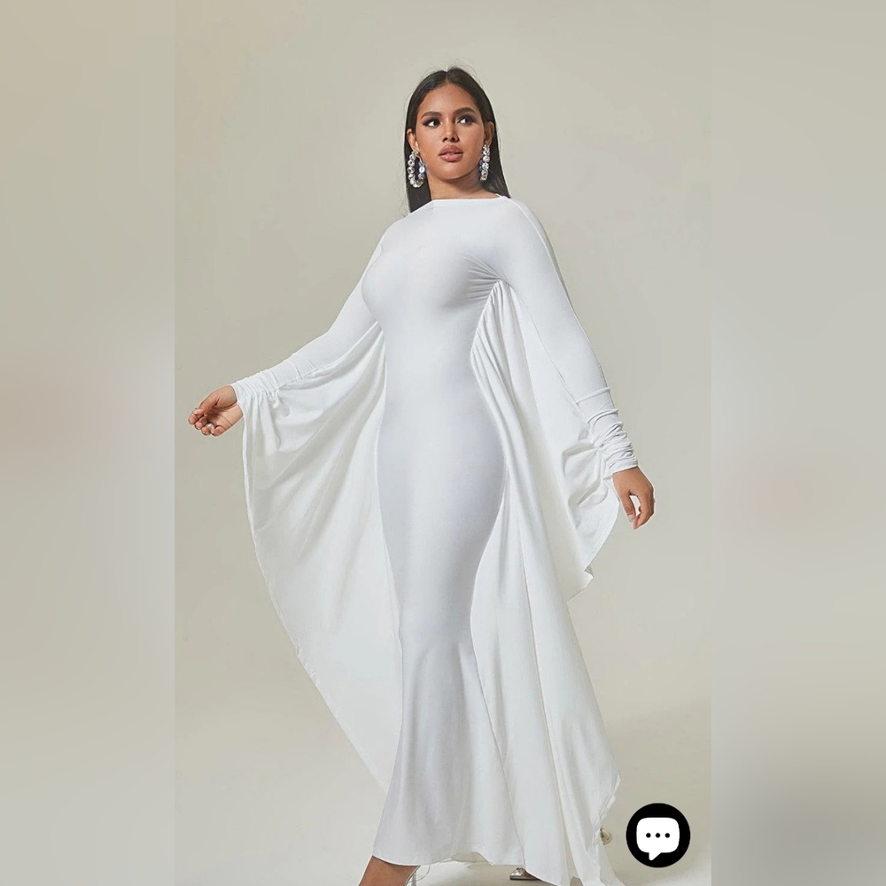 Angelic White Dolman Sleeve Dress